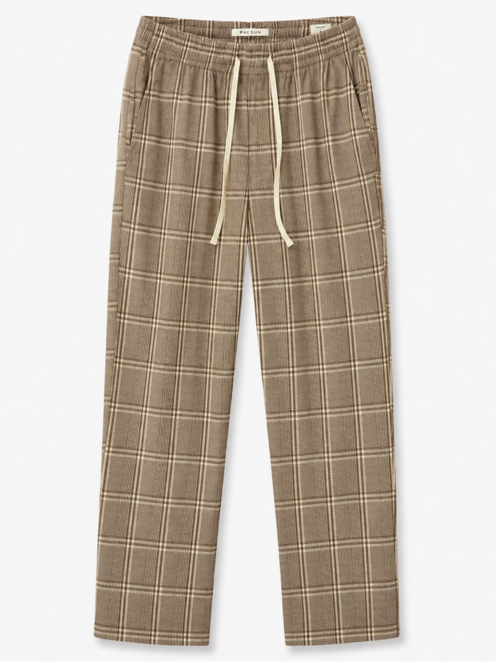 PacSun Men's Brown Plaid Drawstring Pants
